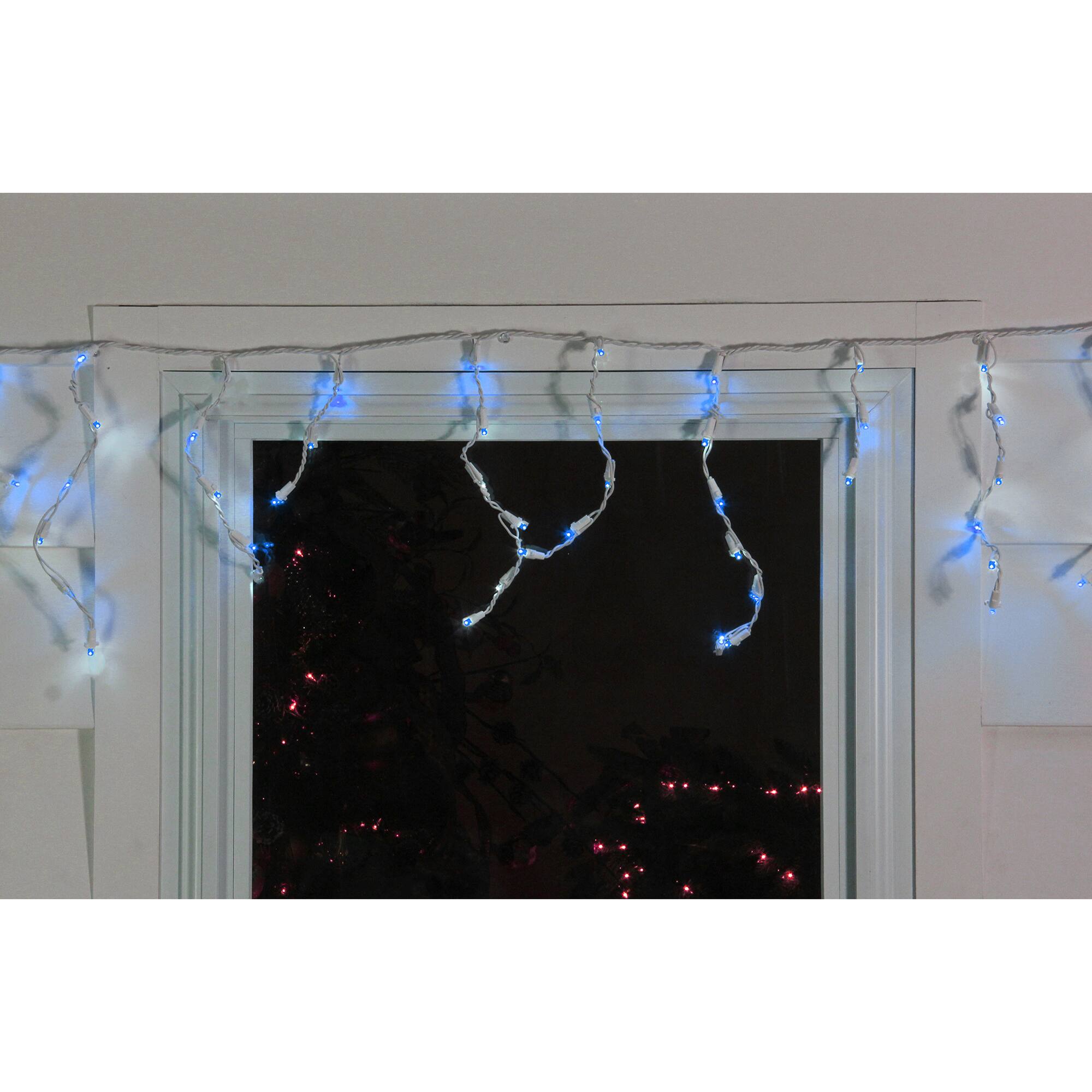 100ct. LED Wide Angle Icicle Christmas Lights With White Wire